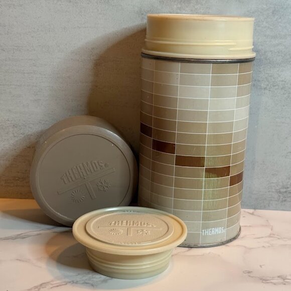 Vintage Thermos King Seeley Pint Bottle – Wide Mouth - Brown Geometric Ombre - Picture 8 of 8